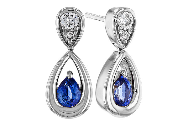 A302-57947: EARRINGS .42 SAPPHIRE .54 TGW (4x3 SAPP)